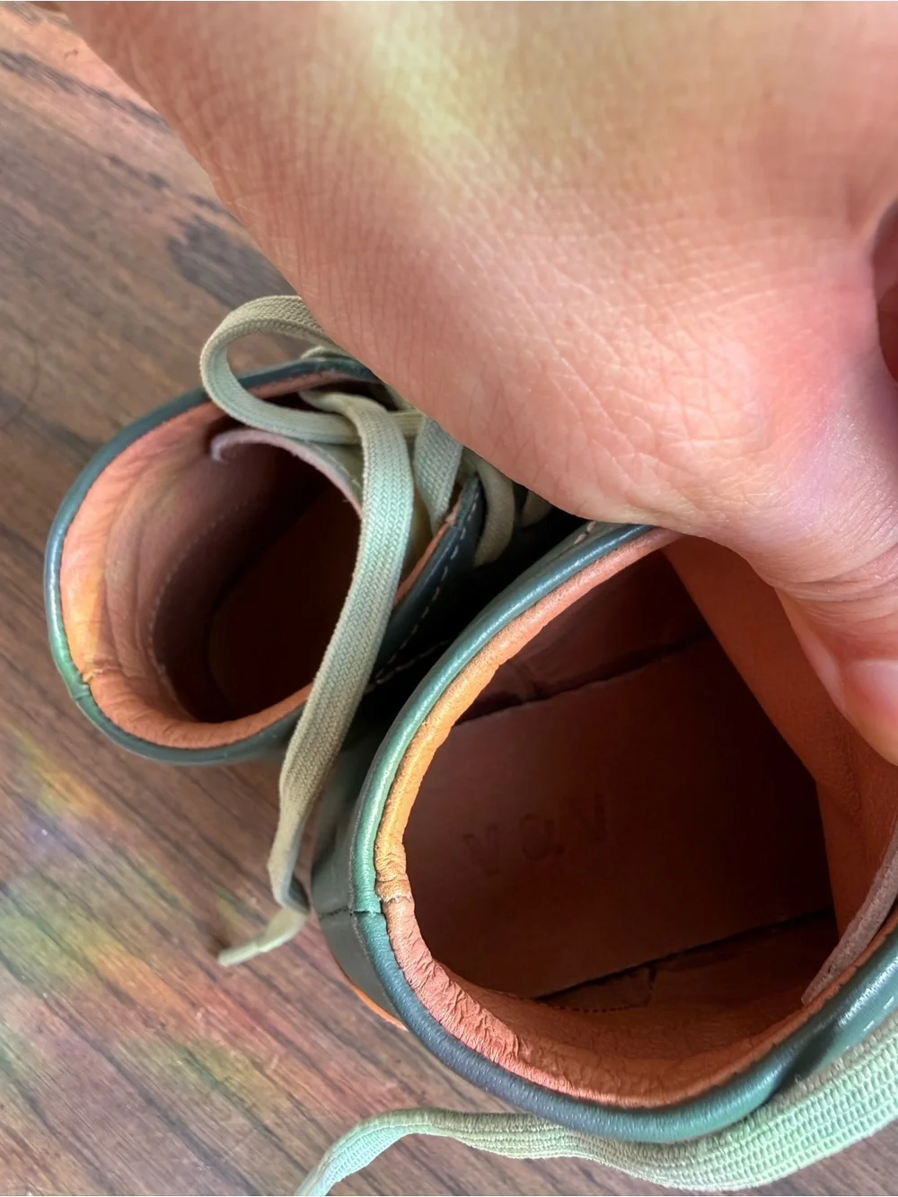 V&V toddler green leather boots